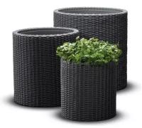 Комплект кашпо Keter S+M+L CYLINDER PLANTERS (17197934) антрацит, 230217