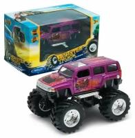 Монстр-трак Welly Hummer H3 Big Wheel (47001S) 1:34, фиолетовый/красный