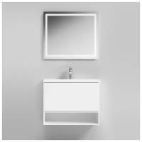 Комплект мебели для ванной AM. PM GEM M90FHX75WG/WC/OHX/MOX0801 тумба 75см белая подвесная 1 ящик, ниша, раковина, зеркало 80см с подсветкой
