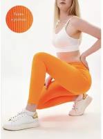Лосины женские спортивные леггинсы в рубчик тайтсы оранжевые 48-50