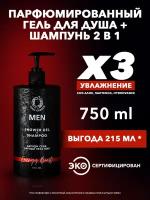 Гель для душа/Гель для душа мужской/Гель для душа и шампунь MEN 2в1 для тела и волос Energy Boost, 750 мл