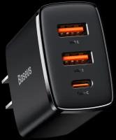 Сетевое зарядное устройство Baseus Compact Quick Charger, мощность Qi: 30 Вт, 20 Вт, USA, черный