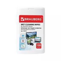 BRAUBERG 512810 влажные салфетки 100 шт. 115 мм x 90 мм, 400 мл, белый