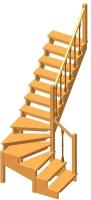 Деревянная межэтажная лестница ЛЕС-09 2690 проем 2405-900, Сосна