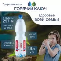 Вода Горячий Ключ скважина 7936. Объем 1.5л*6. Негазированная, Вода минеральная питьевая газированная природная чистая лечебная, выводит токсины