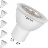 Светодиодная лампа OSRAM LED STAR PAR16 5W эквивалент 50W 3000K 370Лм GU10 для спотов PAR16 (комплект из 5 шт.)