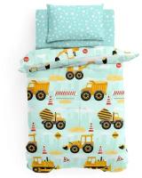 Тейковский ХБК Комплект детского постельного белья из поплина «Juno» (40х60) «Строительный транспорт»