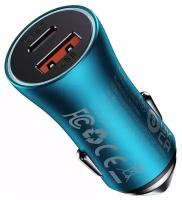 Автомобильное зарядное устройство Baseus Golden Contactor Max Dual Fast Charger Car Charger U+C 60W Blue