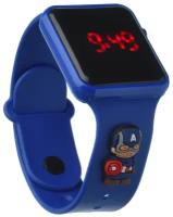 Часы детские электронные наручные/квадрат капитан синий