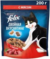 Сухой корм Felix Двойная Вкуснятина для взрослых кошек, с мясом 200г