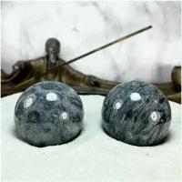 Массажные шары здоровья Баодинг, из натурального камня, мраморная крошка, 2 шт, диаметр 50-52 мм, серые, в подарочной коробке