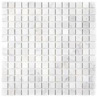 Мозаика из мрамора Natural Mosaic 7M088-20P-(Carrara) белый светлый квадрат глянцевый