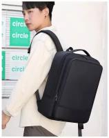 Рюкзак мужской городской для путешествий, для ноутбука с USB, Черный