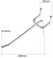 Крючок одинарный для перфорации, L=100, d=4, шаг 25