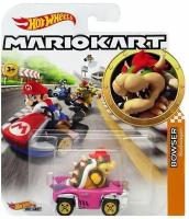 Машинка Hot Wheels тематическая коллекционная оригинал MARIOKART BOWSER BADWAGON с фигуркой розовый GBG31