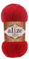 Пряжа Alize diva stretch 92% микрофибра, 8% ПБТ эластик, 400 м./100 гр, цвет 106 красный