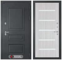 Входная металлическая дверь для дома с терморазрывом ATLANTIK с внутренней панелью 01 сандал белый стекло белое, размер по коробке 880х2050, правая