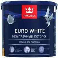 Краска для потолков Tikkurila Euro White глубокоматовая белая 9 л