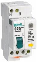 DEKraft автоматический выключатель дифференциального тока 1Р+N 40А 30мА тип AC х-ка С ДИФ-102 нов. 4,5кА