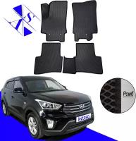 Автомобильные коврики EVA/ЕВА/ЭВА для Hyundai Creta 1 2016-2021 черный черный