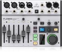 Behringer FLOW 8 цифровой микшер, 8 каналов: вход 4 TRS, 2 XLR, 2 XLR/TRS, USB порт; выход для педали, наушников, 2 TRS Send, 2 XLR. Bluetooth