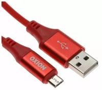 Кабель ТероПром 9517602 OXION OX-DCC333RD, USB - microUSB, 1 м, быстрая зарядка, стяжка, красный