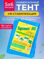 Тент Тарпикс строительный, укрывной, туристический, 80г/м2, 5х6м