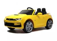 Электромобиль CHEVROLET CAMARO 2SS, EVA колеса, кожаное сидение, цвет жёлтый