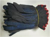 перчатки ХБ ПВХ 4-х нитка 10класс Черные Точка (10/300)