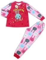 Пижама Фуси kids для девочек, брюки, рукава с манжетами, брюки с манжетами, размер 86, розовый