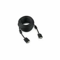 Кабель vga premium Cablexpert CC-PPVGA-15M-B, 15M/15M, 15м, черный, тройной экран, феррит. кольца, пакет