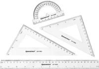 DV-12050 Набор геометрический 4 предмета (линейка 30 см+ транспортир+ 2 треугольника)