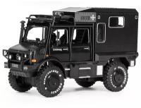 Коллекционный автомобиль Mercedes Unimog вездеход полиция омон ФСБ1:28 свет, звук 19 см. (M330) (Цвет: Черный)