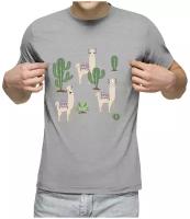 Мужская футболка «Три ламы среди кактусов»