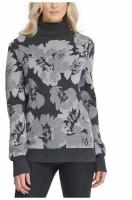 Свитер DKNY S серый с принтом светло-серые цветы с горлом Women's Turtleneck Floral Sweater Gray