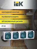 Розетка 4-местная IEK гермес РСб24-3-ГПБд IP54 с заземлением