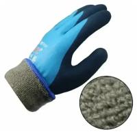 Прорезиненные перчатки для зимней рыбалки с утеплителем, зимние рыболовные перчатки до -30 С, цвет синий