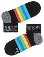 Носки унисекс Rainbow Stripe 1/4 Crew Sock с цветными полосками, черный, 29