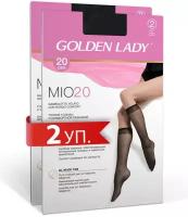 Гольфы женские GOLDEN LADY MIO 20 синтетические (упаковка 2 пары), набор 2 упаковки, размер 0, цвет Nero