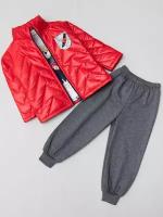 Ветровка LUSAN для мальчика с брюками и лонгсливом, красный, размер 110