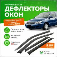 Дефлекторы боковых окон Mitsubishi Lancer (Митсубиси Лансер) седан 2003-2006, ветровики на двери автомобиля, ТТ