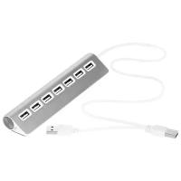 USB Hub 2.0 на 7 портов, Plug&Play, silver + дополнительное питание