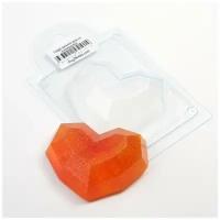 Сердце граненое - формочка для мыла и шоколада из толстого пластика