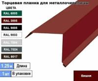 Торцевая планка для металлочерепицы 1.25м (1шт) Ral 3005 ( Вишня )