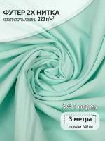 Ткань трикотаж Футер 2х нитка петля TBY, 70%хлопок 25%ПЭ 5%спандекс, 220г/м2, ширина 160см, цвет S822 мятный, упак. 3м