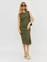 Платье-футляр BrandStoff, повседневное, прилегающее, миди, размер 48, хаки