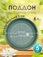 Поддон-подставка для горшка,кашпо,6 л пластик d 21,5 см/ нефрит -5 шт