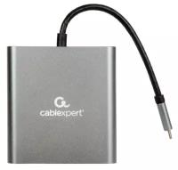 Адаптер интерфейсов Cablexpert A-CM-COMBO6-01, USB-CM 6-в-1 (Hub3.0, HDMI, VGA, кардридер, стерео)