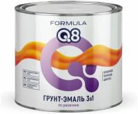 Грунт-эмаль алкидная (А) Formula Q8 3в1 по ржавчине, полуглянцевая, серый, 1.9 кг