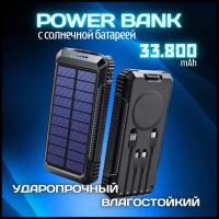 Etronic Power bank 33800 mAh с солнечной батареей Повербанк внешний аккумулятор беспроводная зарядка